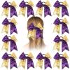 imageOaoleer 12PCS 7quot Large Glitter Cheer Hair Bows Ponytail Holder Elastic Band Handmade for Cheerleading Teen Girls College Sports Sequin Mixedcolor 12PCSSequin  Purple  Gold