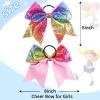 imageOaoleer 12PCS 7quot Large Glitter Cheer Hair Bows Ponytail Holder Elastic Band Handmade for Cheerleading Teen Girls College Sports Sequin Mixedcolor 12PCSMulticolored