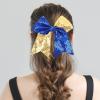 imageOaoleer 12PCS 7quot Large Glitter Cheer Hair Bows Ponytail Holder Elastic Band Handmade for Cheerleading Teen Girls College Sports Sequin Mixedcolor 12PCSSequin  Blue  Gold
