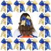 imageOaoleer 12PCS 7quot Large Glitter Cheer Hair Bows Ponytail Holder Elastic Band Handmade for Cheerleading Teen Girls College Sports Sequin Mixedcolor 12PCSSequin  Blue  Gold