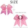 imageOaoleer 12PCS 7quot Large Glitter Cheer Hair Bows Ponytail Holder Elastic Band Handmade for Cheerleading Teen Girls College Sports Sequin Mixedcolor 12PCSCandy Pink