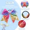 imageOaoleer 12PCS 7quot Large Glitter Cheer Hair Bows Ponytail Holder Elastic Band Handmade for Cheerleading Teen Girls College Sports Sequin Mixedcolor 12PCSMulticolored
