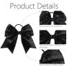 imageOaoleer 12PCS 7quot Large Glitter Cheer Hair Bows Ponytail Holder Elastic Band Handmade for Cheerleading Teen Girls College Sports Sequin Mixedcolor 12PCSBlack