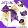 imageOaoleer 12PCS 7quot Large Glitter Cheer Hair Bows Ponytail Holder Elastic Band Handmade for Cheerleading Teen Girls College Sports Sequin Mixedcolor 12PCSSequin  Purple  Gold