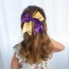 imageOaoleer 12PCS 7quot Large Glitter Cheer Hair Bows Ponytail Holder Elastic Band Handmade for Cheerleading Teen Girls College Sports Sequin Mixedcolor 12PCSSequin  Purple  Gold