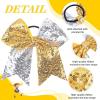 imageOaoleer 12PCS 7quot Large Glitter Cheer Hair Bows Ponytail Holder Elastic Band Handmade for Cheerleading Teen Girls College Sports Sequin Mixedcolor 12PCSSequin  Gold  Silver