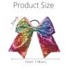 imageOaoleer 12PCS 7quot Large Glitter Cheer Hair Bows Ponytail Holder Elastic Band Handmade for Cheerleading Teen Girls College Sports Sequin Mixedcolor 12PCSRainbow