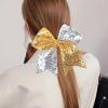 imageOaoleer 12PCS 7quot Large Glitter Cheer Hair Bows Ponytail Holder Elastic Band Handmade for Cheerleading Teen Girls College Sports Sequin Mixedcolor 12PCSSequin  Gold  Silver