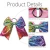 imageOaoleer 12PCS 7quot Large Glitter Cheer Hair Bows Ponytail Holder Elastic Band Handmade for Cheerleading Teen Girls College Sports Sequin Mixedcolor 12PCSRainbow