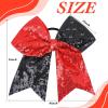imageOaoleer 12PCS 7quot Large Glitter Cheer Hair Bows Ponytail Holder Elastic Band Handmade for Cheerleading Teen Girls College Sports Sequin Mixedcolor 12PCSSequin  Red  Black