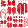 image32PCS Red Hair Accessories Set by Oaoleer  Grosgrain Ribbon Bows Cheer Bows Alligator Clips Curly Koker Bows Hair Ties Headbands for Little GirlsRed