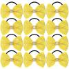 imageOAOLEER 12PCS Glitter Cheer Hair Bows for Cheerleading Cheer Bow with Ponytail Holder for Teen Girls Cheerleader WhiteYellow