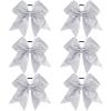 imageOAOLEER 6PCS Glitter Cheer Hair Bows for Cheerleading Shiny Rhinestones Large Jumbo Cheer Bow with Ponytail Holder for Teen Girls Cheerleader BlackSilver