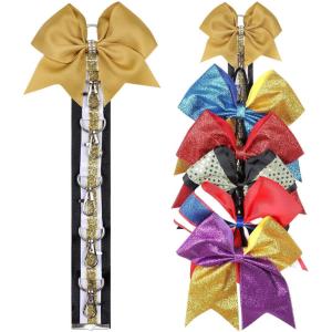 imageOAOLEER Cheer Bow Holder for Cheerleading Backpack Bag Sports Cheerleading Bow Storage Hanging Chain 5 Clasp Red 1 CountGold 5 Clasp