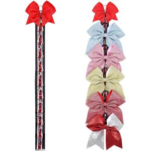 imageOAOLEER Cheer Bow Holder for Cheerleading Backpack Bag Sports Cheerleading Bow Storage Hanging Chain 5 Clasp Red 1 CountRed 10 Clasp