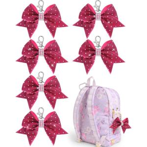 imageOAOLEER Cheer Bow Keychain Cheer Keychain with Rhinestones Cheerleader Keyrings for Teen Cheerleading Sports AccessoryPink