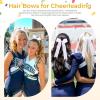 imageOAOLEER 16pcs Cheer Hair Bows for Cheerleader College Style Long Tail Skinny Cheer Bow Elastic Hair Tie Bows for Teens Girls Softball Competition Sports Cheerleaders WhiteWhite