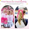 imageOAOLEER 16pcs Cheer Hair Bows for Cheerleader College Style Long Tail Skinny Cheer Bow Elastic Hair Tie Bows for Teens Girls Softball Competition Sports Cheerleaders WhitePink