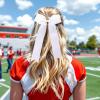 imageOAOLEER 16pcs Cheer Hair Bows for Cheerleader College Style Long Tail Skinny Cheer Bow Elastic Hair Tie Bows for Teens Girls Softball Competition Sports Cheerleaders WhiteWhite