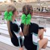 imageOaoleer 12PCS Glitter Cheer Hair Bows for Cheerleading 7inch Large Jumbo Cheer Bow with Ponytail Holder for Teen Girls Softball Cheerleader BlueGreen
