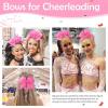 imageOaoleer 12PCS Glitter Cheer Hair Bows for Cheerleading 7inch Large Jumbo Cheer Bow with Ponytail Holder for Teen Girls Softball Cheerleader BluePink