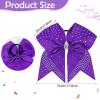 imageOaoleer 12PCS Glitter Cheer Hair Bows for Cheerleading 7inch Large Jumbo Cheer Bow with Ponytail Holder for Teen Girls Softball Cheerleader BluePurple