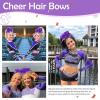 imageOaoleer 12PCS Glitter Cheer Hair Bows for Cheerleading 7inch Large Jumbo Cheer Bow with Ponytail Holder for Teen Girls Softball Cheerleader BluePurple