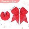 imageOaoleer 12PCS Glitter Cheer Hair Bows for Cheerleading 7inch Large Jumbo Cheer Bow with Ponytail Holder for Teen Girls Softball Cheerleader BlueRed