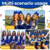 imageOaoleer 3pcs Cheerleading Pom Poms with Baton Handle Cheer Bows for Team Spirit Sports Dance Cheering Kids Adults Blue and SilverBlue and Gold