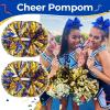 imageOaoleer 3pcs Cheerleading Pom Poms with Baton Handle Cheer Bows for Team Spirit Sports Dance Cheering Kids Adults Blue and SilverBlue and Gold