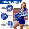 imageOaoleer 3pcs Cheerleading Pom Poms with Baton Handle Cheer Bows for Team Spirit Sports Dance Cheering Kids Adults Blue and SilverBlue and Silver