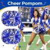 imageOaoleer 3pcs Cheerleading Pom Poms with Baton Handle Cheer Bows for Team Spirit Sports Dance Cheering Kids Adults Blue and SilverBlue and Silver
