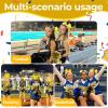 imageOaoleer 3pcs Cheerleading Pom Poms with Baton Handle Cheer Bows for Team Spirit Sports Dance Cheering Kids Adults Blue and SilverGold
