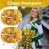 imageOaoleer 3pcs Cheerleading Pom Poms with Baton Handle Cheer Bows for Team Spirit Sports Dance Cheering Kids Adults Blue and SilverGold