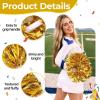 imageOaoleer 3pcs Cheerleading Pom Poms with Baton Handle Cheer Bows for Team Spirit Sports Dance Cheering Kids Adults Blue and SilverGold