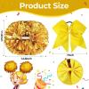 imageOaoleer 3pcs Cheerleading Pom Poms with Baton Handle Cheer Bows for Team Spirit Sports Dance Cheering Kids Adults Blue and SilverGold