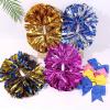 imageOaoleer 3pcs Cheerleading Pom Poms with Baton Handle Cheer Bows for Team Spirit Sports Dance Cheering Kids Adults Blue and SilverHot Pink