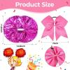 imageOaoleer 3pcs Cheerleading Pom Poms with Baton Handle Cheer Bows for Team Spirit Sports Dance Cheering Kids Adults Blue and SilverHot Pink