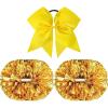 imageOaoleer 3pcs Cheerleading Pom Poms with Baton Handle Cheer Bows for Team Spirit Sports Dance Cheering Kids Adults Blue and SilverGold