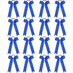 imageOAOLEER 16pcs Cheer Hair Bows for Cheerleader College Style Long Tail Skinny Cheer Bow Elastic Hair Tie Bows for Teens Girls Softball Competition Sports Cheerleaders WhiteBlue
