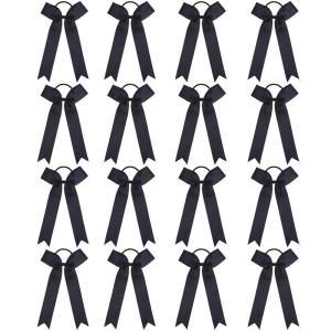 imageOAOLEER 16pcs Cheer Hair Bows for Cheerleader College Style Long Tail Skinny Cheer Bow Elastic Hair Tie Bows for Teens Girls Softball Competition Sports Cheerleaders WhiteBlack