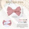 image40Pcs 35Inch Hair Bows Clips for Baby Girls Oaoleer Neutral Linen Pigtail Bows Double Bun Ponytail Bow Hair Barrettes Accessories for Babies Infant Toddlers Kids in PairsHair BowsB