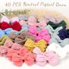image40Pcs 35Inch Hair Bows Clips for Baby Girls Oaoleer Neutral Linen Pigtail Bows Double Bun Ponytail Bow Hair Barrettes Accessories for Babies Infant Toddlers Kids in PairsToddler Bows 3