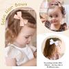 image40Pcs 35Inch Hair Bows Clips for Baby Girls Oaoleer Neutral Linen Pigtail Bows Double Bun Ponytail Bow Hair Barrettes Accessories for Babies Infant Toddlers Kids in PairsHair BowsSatin