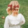 imageOAOLEER 20Pcs 35Inch Hair Bows Clips for Baby Girls Neutral Linen Pigtail Bows Double Bun Ponytail Bow Hair Barrettes Accessories for Babies Infant Toddlers Kids in Pairs Linen BowsB