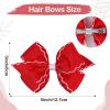 imageOAOLEER 5 2PCS Hair Bows for Girls White Grosgrain Ribbon Bows Hair Alligator Clips Hair Accessories for Girls Infants Toddlers Kids Teens Children WhiteRed