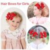 imageOAOLEER 5 2PCS Hair Bows for Girls White Grosgrain Ribbon Bows Hair Alligator Clips Hair Accessories for Girls Infants Toddlers Kids Teens Children WhiteRed
