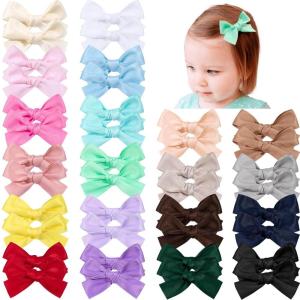 image40Pcs 35Inch Hair Bows Clips for Baby Girls Oaoleer Neutral Linen Pigtail Bows Double Bun Ponytail Bow Hair Barrettes Accessories for Babies Infant Toddlers Kids in PairsHair BowsSatin