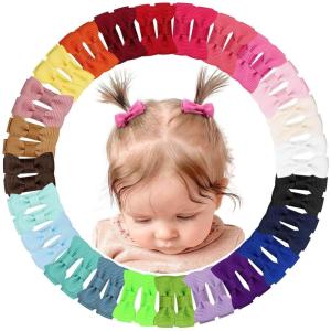 imageOAOLEER 2inch Baby Hair Clips 24 Pieces12 Pairs Fully Lined Baby Bows Hair Pins for Baby Girls Infants Toddlers 12 Colors in Pairs Style CStyle B48pcs
