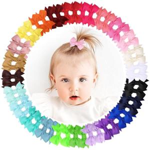 imageOAOLEER 2inch Baby Hair Clips 24 Pieces12 Pairs Fully Lined Baby Bows Hair Pins for Baby Girls Infants Toddlers 12 Colors in Pairs Style CStyle D48pcs